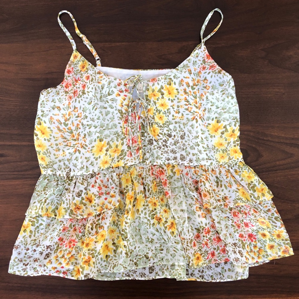 Tie front floral babydoll top
